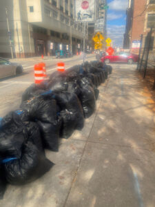 Photo of bags of trash collected
