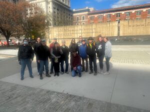 Group clean-up at Baltimore Holocaust Memorial