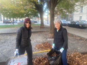 Gallagher team collects refuse at the downtown Holocaust Memorial