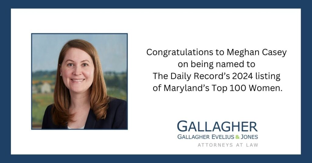 Image congratulating Meghan Casey for being named to The Daily Record's List of Top 100 Maryland Women.