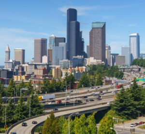 Overlooking downtown Seattle and interstate